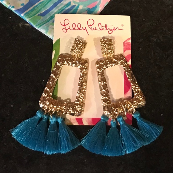 NWT Lilly Pulitzer Hottie Dottie Earrings in Bermuda Blue - Picture 1 of 2